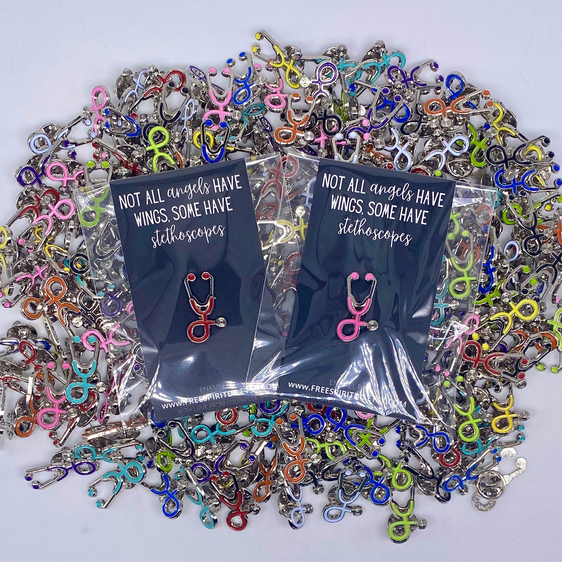 Silver Enamel Stethoscope Pin