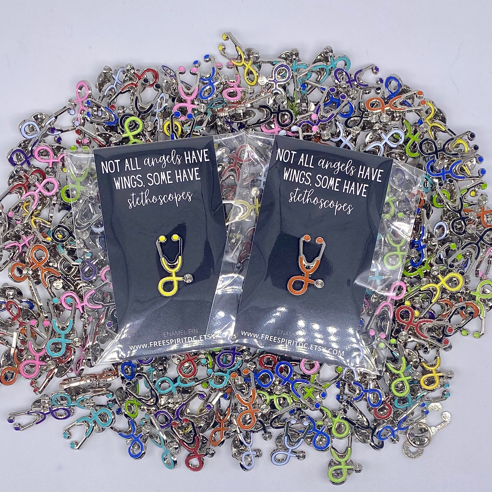 Silver Enamel Stethoscope Pin