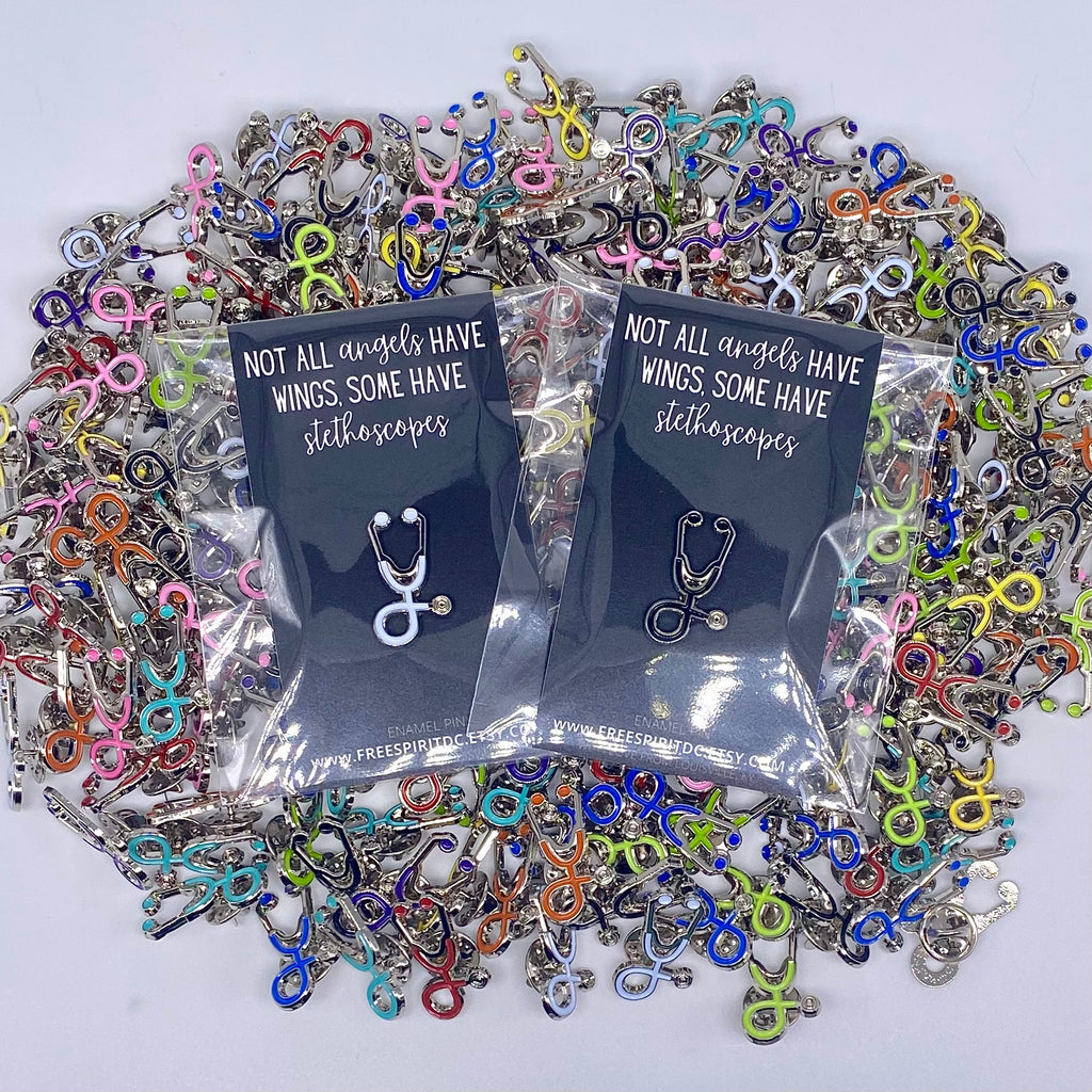 Silver Enamel Stethoscope Pin