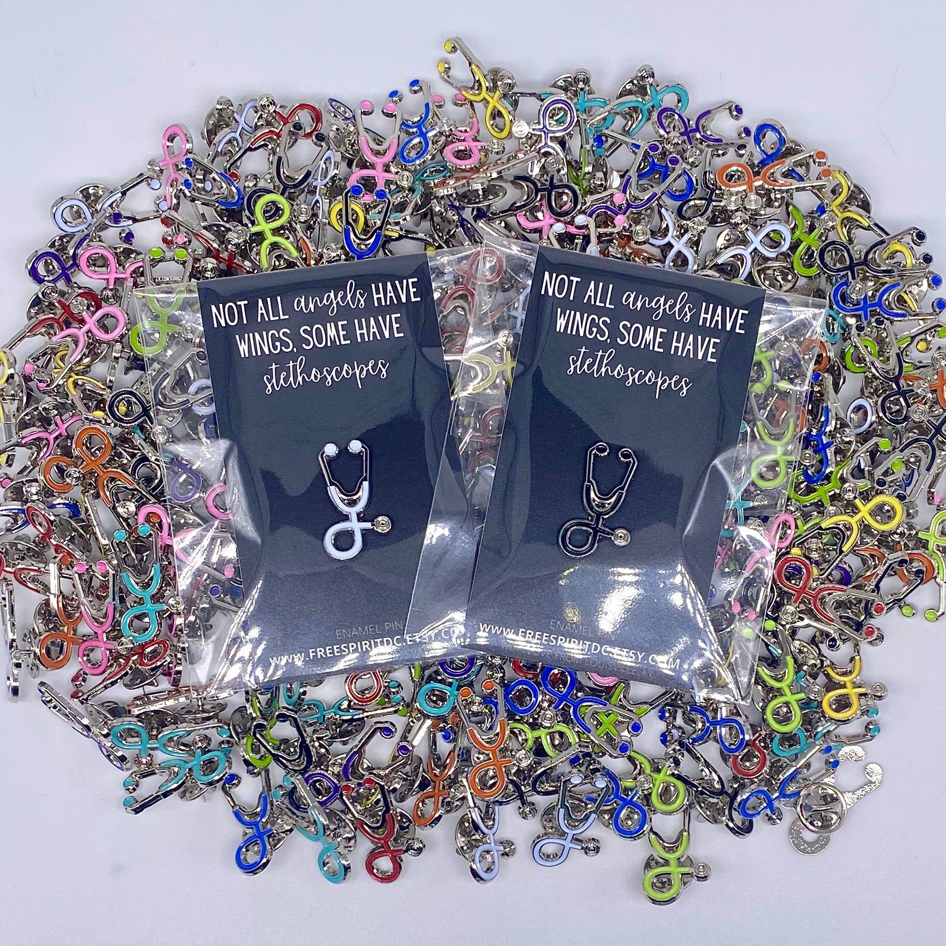 Silver Enamel Stethoscope Pin