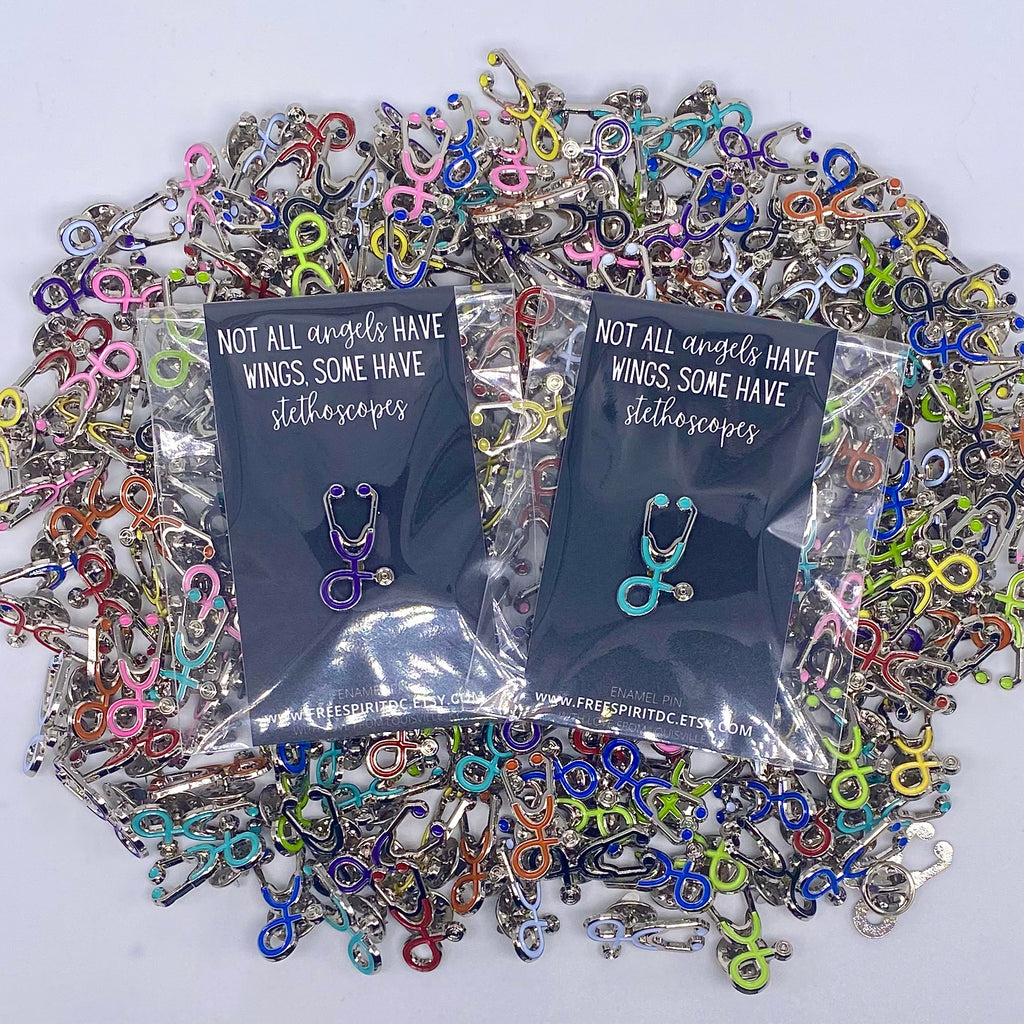 Silver Enamel Stethoscope Pin