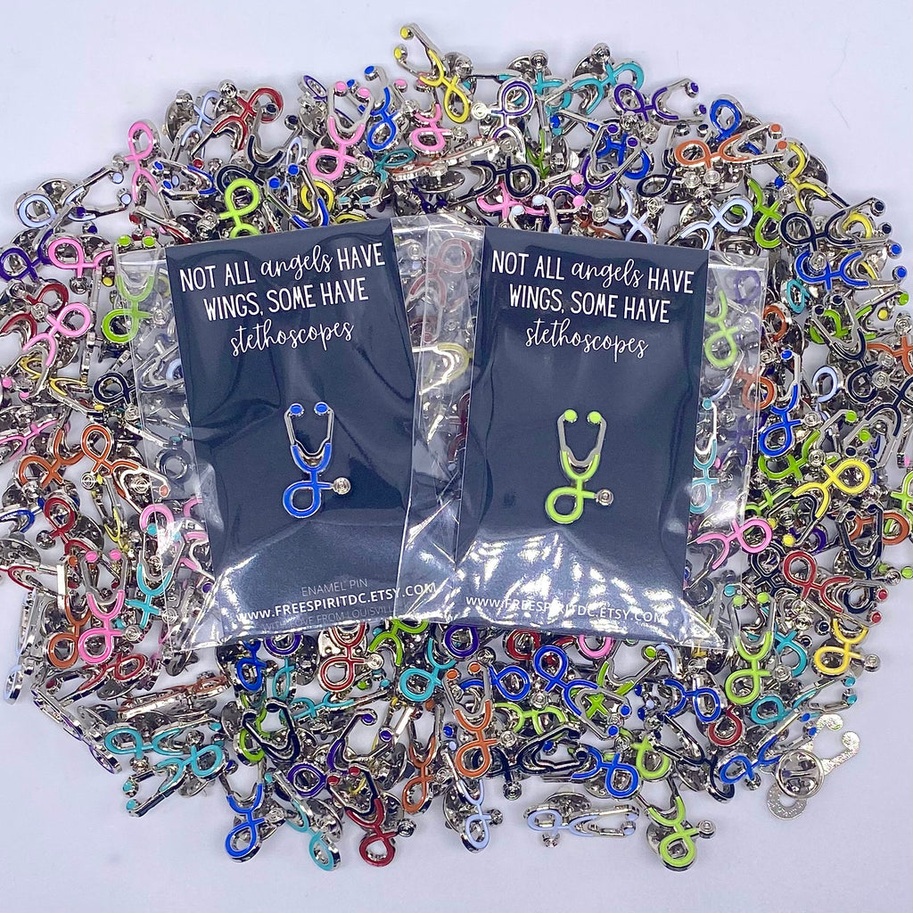 Silver Enamel Stethoscope Pin