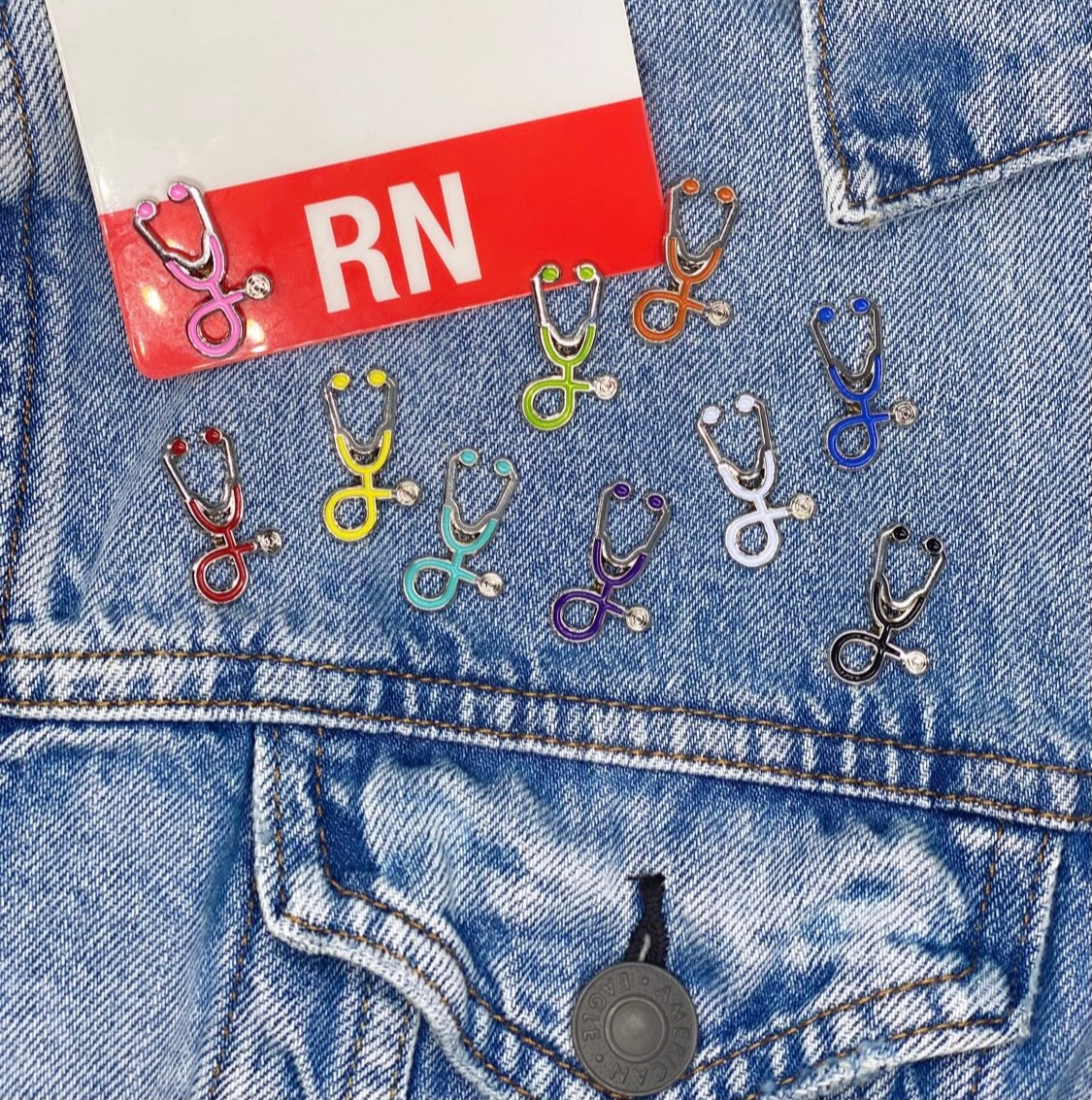 Silver Enamel Stethoscope Pin